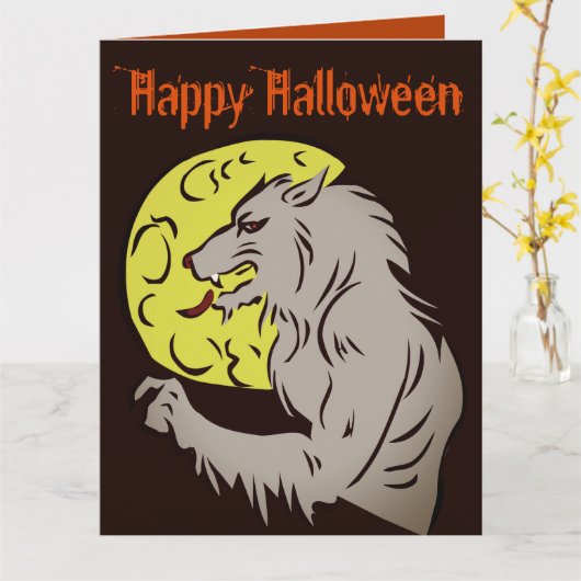 Werwolf auf Vollmond Karte (Gelbe Blume)