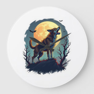 Werwolf-Beagle-Heulen Große Wanduhr