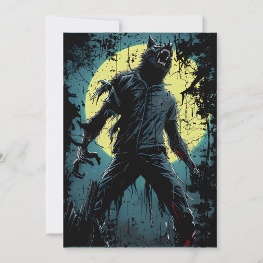 Werwolf bei Nacht Einladung (Vorderseite)