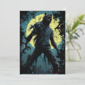 Werwolf bei Nacht Einladung (Stehend Vorderseite)