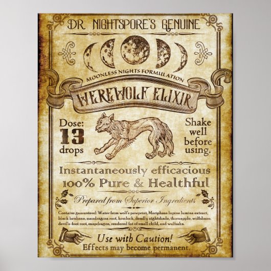 Werwolf-Elixier-Plakat Poster (Vorne)