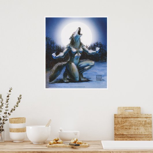 Werwolf-Frau und Vollmond Poster (Küche)