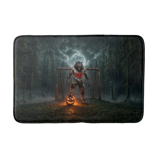 Werwolf-Fußballspieler-Halloween-Horror-Kunst Badematte (Vorderseite)
