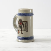 Werwolf-Fußballspieler-Halloween-Horror-Kunst Bierglas (Vorderseite Links)