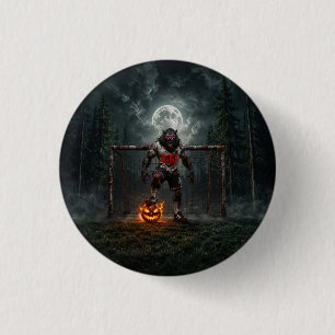 Werwolf-Fußballspieler Halloween-Horror-Kunst Button