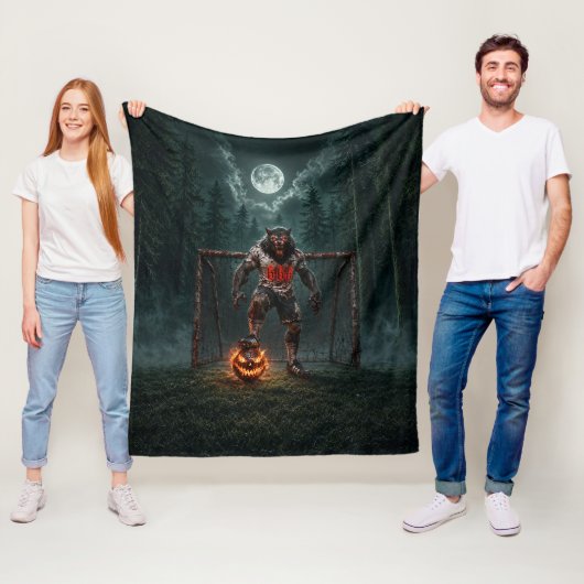 Werwolf-Fußballspieler-Halloween-Horror-Kunst Fleecedecke (Beispiel)
