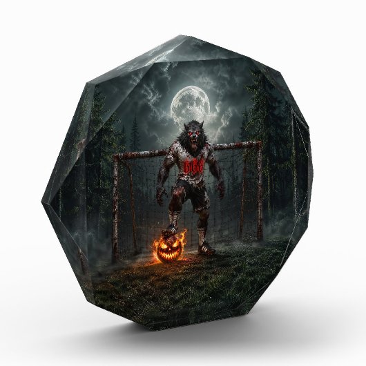 Werwolf-Fußballspieler-Halloween-Horror-Kunst Fotoblock (Links)