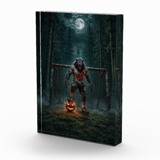 Werwolf-Fußballspieler-Halloween-Horror-Kunst Fotoblock (Rechts)