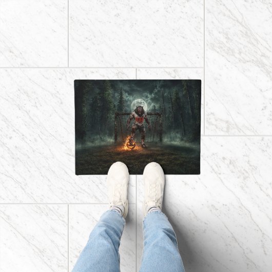 Werwolf-Fußballspieler-Halloween-Horror-Kunst Fußmatte (Indoor)