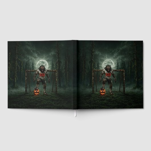Werwolf-Fußballspieler-Halloween-Horror-Kunst Gästebuch (Voll)