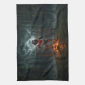 Werwolf-Fußballspieler-Halloween-Horror-Kunst Geschirrtuch (Vertikal)