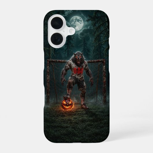 Werwolf-Fußballspieler-Halloween-Horror-Kunst iPhone 16 Hülle (Rückseite)