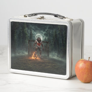 Werwolf-Fußballspieler-Halloween-Horror-Kunst Metall Brotdose