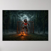 Werwolf-Fußballspieler-Halloween-Horror-Kunst Poster (Vorne)