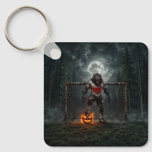 Werwolf-Fußballspieler Halloween-Horror-Kunst Schlüsselanhänger