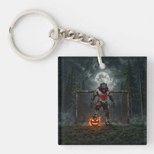 Werwolf-Fußballspieler Halloween-Horror-Kunst Schlüsselanhänger