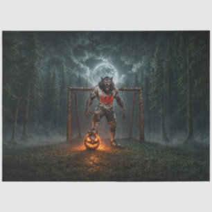 Werwolf-Fußballspieler-Halloween-Horror-Kunst Seidenpapier