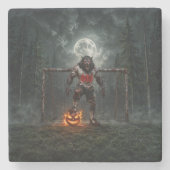 Werwolf-Fußballspieler-Halloween-Horror-Kunst Steinuntersetzer (Vorderseite)