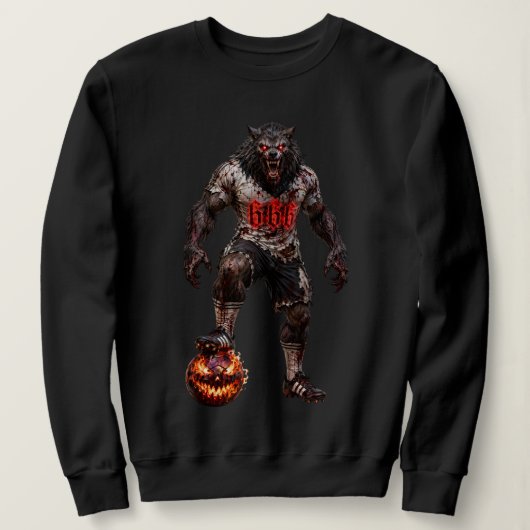 Werwolf-Fußballspieler-Halloween-Horror-Kunst Sweatshirt (Design vorne)
