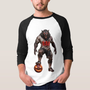 Werwolf-Fußballspieler-Halloween-Horror-Kunst T-Shirt