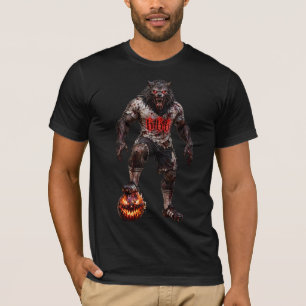 Werwolf-Fußballspieler-Halloween-Horror-Kunst T-Shirt