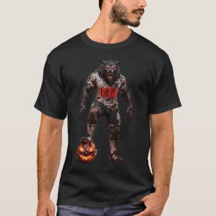 Werwolf-Fußballspieler-Halloween-Horror-Kunst T-Shirt