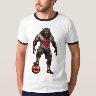 Werwolf-Fußballspieler-Halloween-Horror-Kunst T-Shirt
