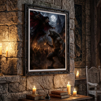 Werwolf gegen Vampir mittelalterliche dunkle Fanta Poster