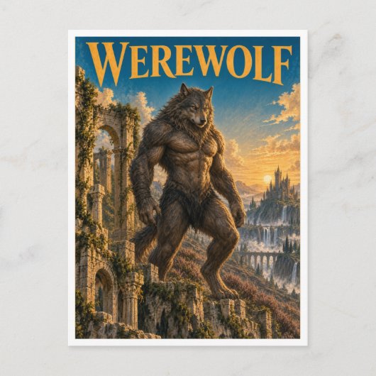 Werwolf, Gothic Fantasy Monster Postkarte (Vorderseite)