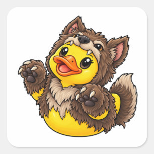 Werwolf-Gummiente-Halloween-Kostüm Quadratischer Aufkleber