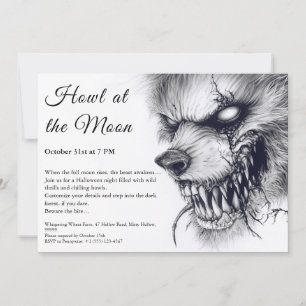Werwolf-Halloween-Einladung – Horror bei Vollmond Einladung