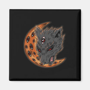 Werwolf Halloween Halbmond Horror Augen Goth  Magnet