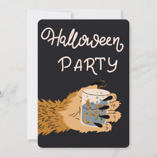 Werwolf-Hand hält Wurmpotion Halloween-Party Feiertagskarte