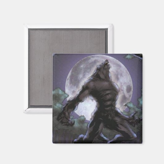 Werwolf heult auf dem Mond Magnet (Vorderseite/Rückseite)