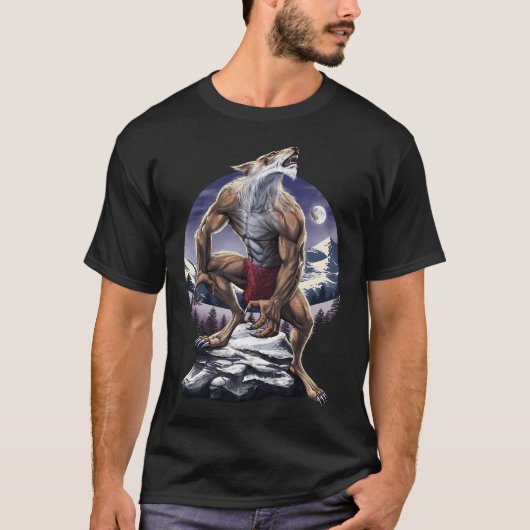 Werwolf heult bei Vollmond T-Shirt (Vorderseite)