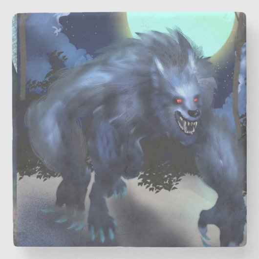 Werwolf im Mondlicht Steinuntersetzer (Vorderseite)