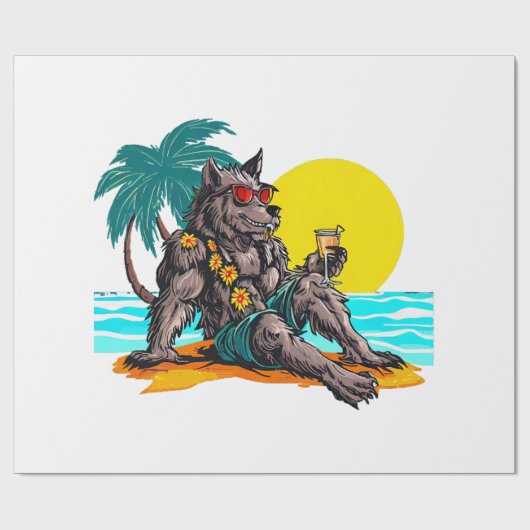 Werwolf im Urlaub Geschenkpapier (Flach)