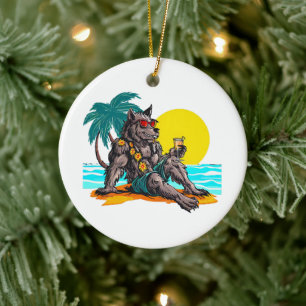 Werwolf im Urlaub Keramik Ornament