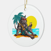 Werwolf im Urlaub Keramik Ornament (Links)