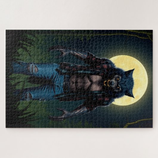 Werwolf im Wald am Mondlicht Puzzle (Horizontal)
