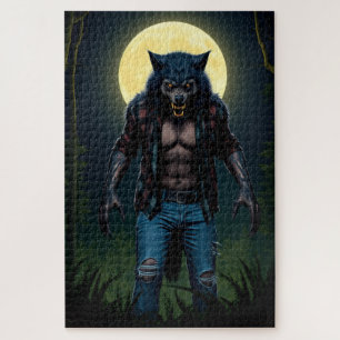 Werwolf im Wald am Mondlicht Puzzle