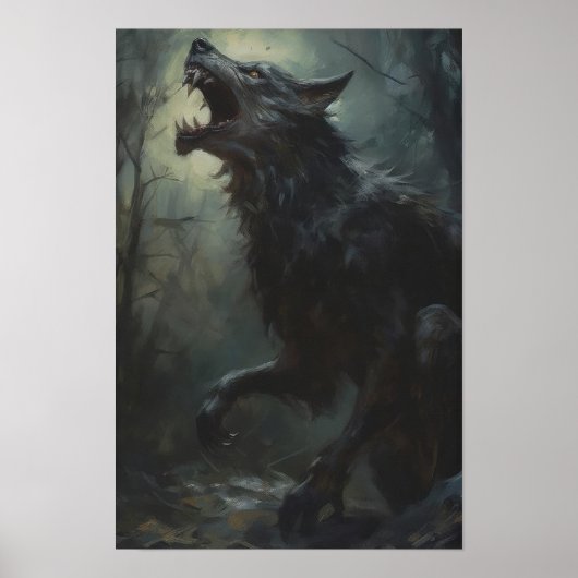 Werwolf in der Nacht, Art Poster Print (Vorne)
