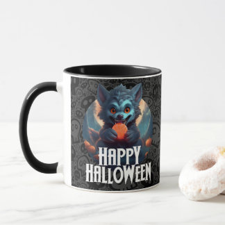 Werwolf isst Süßigkeiten Frohes Halloween Tasse