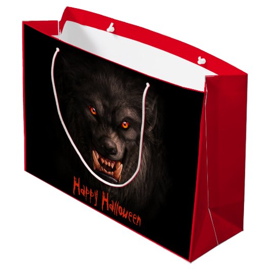 Werwolf (Lykanthropie) Halloween Große Geschenktüte (Rückseite Schrägansicht)
