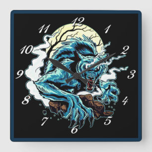 Werwolf-Moon Quadratische Wanduhr