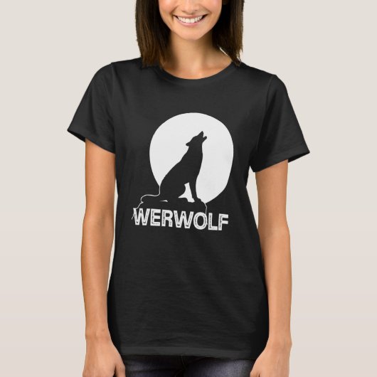 Werwolf oder Wolf auf Vollmond heulen und jagen T-Shirt (Vorderseite)