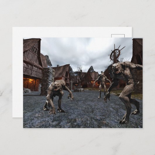 Werwolf-Pack in der Stadt Postkarte (Vorne/Hinten)