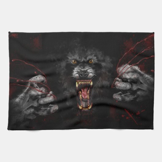 Werwolf raubt dir das Herz Geschirrtuch (Horizontal)