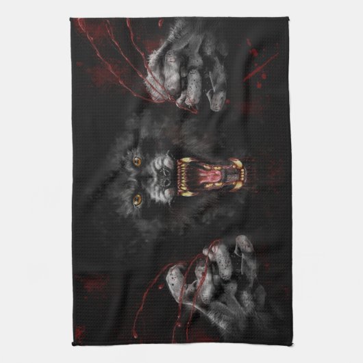 Werwolf raubt dir das Herz Geschirrtuch (Vertikal)