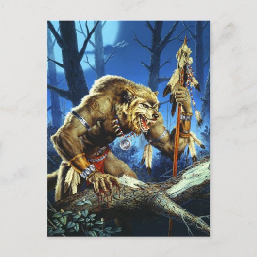Werwolf Shaman vom Wald Postkarte (Vorderseite)